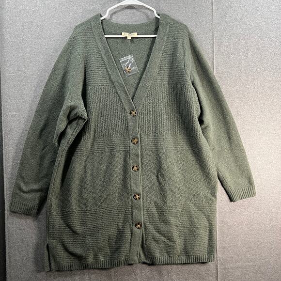 All Worthy Hunter McGrady Button Front Cardigan Sage Size 1X - Picture 1 of 15